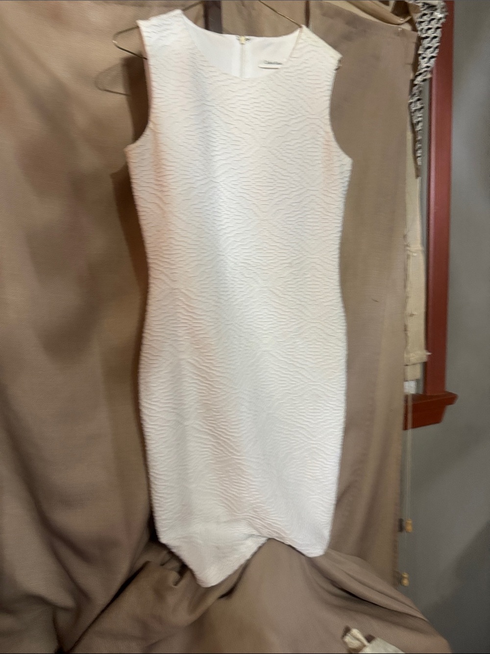 Calvin Klein White Textured Sheath Dress